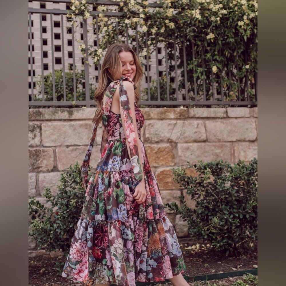 BHLDN Isabella Tiered Square-Neck A-LineMidi Dress/ size 16 - Picture 9 of 9